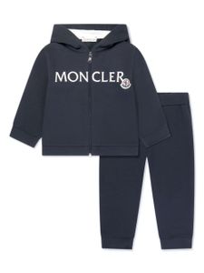 Moncler Enfant hoodie zippé à logo imprimé - Bleu