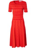 Carolina Herrera robe mi-longue en maille ajourée - Rouge