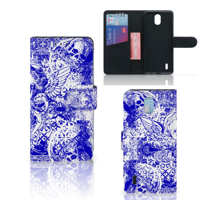 Telefoonhoesje met Naam Nokia 1.3 Angel Skull Blauw