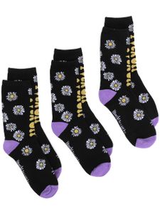 Natasha Zinko chaussettes en maille à fleurs - Noir