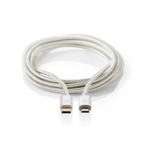 Nedis CCTB60650AL30 USB-kabel 3 m USB 2.0 Micro-USB B USB C Aluminium