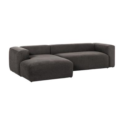 3-zitsbank Blok donkergrijs met chaise longue links 300 cm