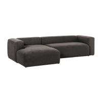 3-zitsbank Blok donkergrijs met chaise longue links 300 cm