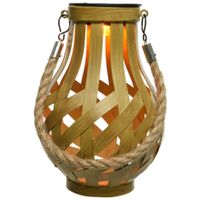 Solar lantaarn ijzer met vlam effect goud 18,5 cm - thumbnail