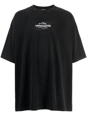VETEMENTS T-shirt met logoprint - Zwart