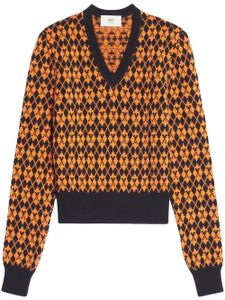 AMI Paris pull en intarsia à col v - Orange