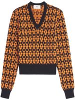 AMI Paris pull en intarsia à col v - Orange