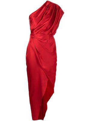 Michelle Mason robe longue asymétrique à dos ouvert - Rouge