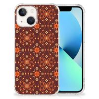 iPhone 13 Doorzichtige Silicone Hoesje Batik Brown - thumbnail