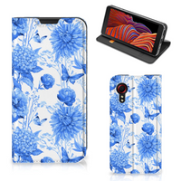 Smart Cover voor Samsung Galaxy Xcover 5 Flowers Blue - thumbnail