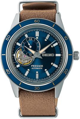 Seiko Presage SSA453J1 Horloge Automaat staal-leder zilverkleurig-blauw-bruin 40,8 mm