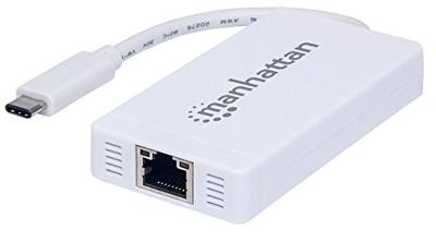 Manhattan 507608 USB Type C naar 3-Port Hub met Gigabit Ethernet-netwerkadapter USB 3.1 (G1) wit