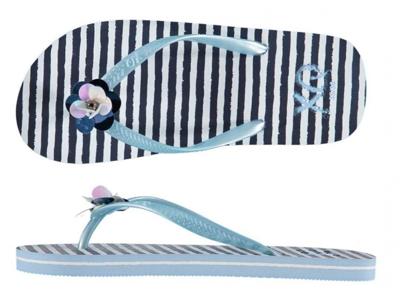 XQ Footwear teenslippers strepen meisjes blauw/wit XQ Footwear teenslippers strepen meisjes blauw/wit