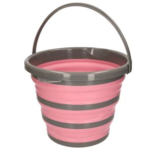 Opvouwbare emmer roze/grijs 10 liter   -