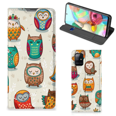 Samsung Galaxy A71 Hoesje maken Vrolijke Uilen Samsung Galaxy A71 Hoesje maken Vrolijke Uilen