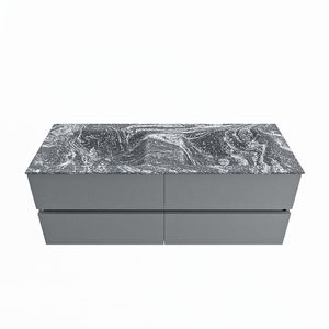 MONDIAZ VICA-DLUX 130cm badmeubel onderkast Plata 4 lades. Inbouw wastafel CLOUD dubbel zonder kraangat, kleur Lava.