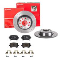 Remmenset, remschijf BREMBO, Remschijftype: Geperforeerd, Inbouwplaats: Achteras: , u.a. für VW, Skoda, Audi, Seat