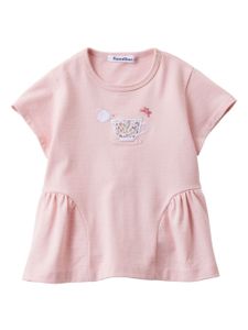 Familiar t-shirt en coton à motif brodé - Rose