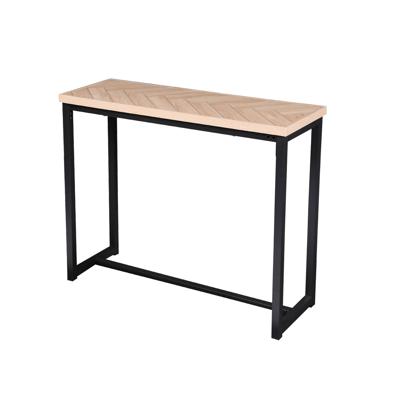 Gebor - Haltafel – Bijzettafel – Hoge Bijzettafel – Industrieel – Visgraat Patroon – Chevron Patroon – Staal –