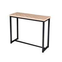 Gebor - Haltafel – Bijzettafel – Hoge Bijzettafel – Industrieel – Visgraat Patroon – Chevron Patroon – Staal –