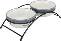 Trixie keramische kom met pootafdrukken voor honden, 1,4 liter/20 cm, verschillende kleuren (bruin of taupe)