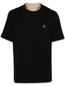 Brunello Cucinelli t-shirt en coton à logo brodé - Noir