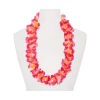 Hawaii bloemen krans/slinger - roze/oranje - voor volwassenen   - - thumbnail