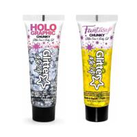 Paintglow Chunky Glittergel voor lichaam en gezicht - 2 tubes - zilver en goudgeel - 12 ml - thumbnail