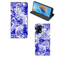 Mobiel BookCase OPPO A74 4G Angel Skull Blauw - thumbnail