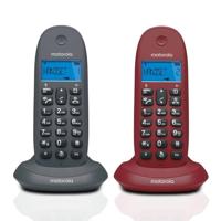 Motorola Voice - C1002GW Draadloze DECT vaste telefoon met intercom en gespreksdoorschakeling, LED-scherm met achtergrondverlichting en ECO-modus, dempfunctie, handsfree luidspreker