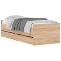 vidaXL Bedframe met lades sonoma eikenkleurig 100x200 cm, bed, bed met opbergruimte, 1-persoons bedframe, 1-persoonsbed, slaapkamermeubilair, bedbodem