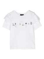 John Richmond Junior t-shirt strassé à logo imprimé - Blanc