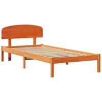 vidaXL Bedframe met hoofdbord Wax Bruin 75x190 cm Massief grenenhout