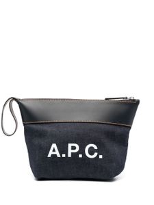 A.P.C. pochette à logo imprimé - Bleu