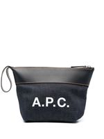 A.P.C. pochette à logo imprimé - Bleu - thumbnail