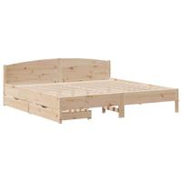 vidaXL Bedframe met hoofdbord massief grenenhout 200x200 cm, bed, bed ombouw, twijfelaar bed, bedbodem, slaapkamermeubel, 2 persoonsbed