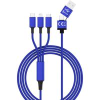 Smrter USB-laadkabel USB 2.0 USB-A stekker, USB-C stekker, Apple Lightning stekker, USB-micro-B stekker 1.20 m Blauw SMRTER_HYDRA_ULT_NB - thumbnail