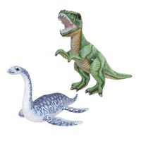 Speelgoed set van 2x pluche dino knuffels T-Rex en Plesiosaurus van 30 cm - thumbnail