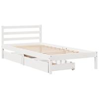 vidaXL Bedframe met lades massief grenenhout wit 75x190 cm, bed, bed ombouw, boxspring, bedbodem, slaapkamermeubel, stapelbed, twijfelaar bed