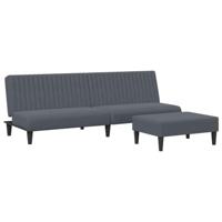 vidaXL 2-delige Loungeset fluweel donkergrijs, bankenset, sofa, stoffen bank, bank, tv-stoel, fauteuil, beklede bank, fluwelen bank, loungebank