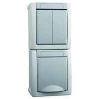 VIKO natte ruimte schakelaarprogramma schakelaar/stopcontacten combinatie Pacific grijs 90591082-DE