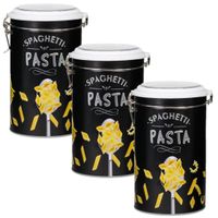 Set van 3x stuks pasta voorraadbussen/bewaarblikken metaal 11 x 19 cm