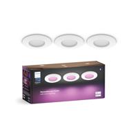 Philips Hue platte Inbouwspot 3-pack, 90mm, Wit & Gekleurd Licht, Bluetooth-compatibel, Spraakbesturing met Alexa, Apple Home & Google Assistant, wit
