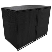 VidaXL Containerberging dubbel 148x80x111 cm poly rattan zwart