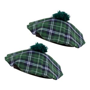 Carnaval verkleed hoed/baret in Schotse ruit - 2x - groen - polyester - heren - Schotland