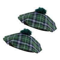 Carnaval verkleed hoed/baret in Schotse ruit - 2x - groen - polyester - heren - Schotland - thumbnail