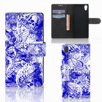 Telefoonhoesje met Naam Sony Xperia XA1 Angel Skull Blauw