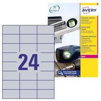 AVERY Zweckform L6133-20 typeplaatje folieetiketten (70x37 mm op DIN A4, extreem sterk zelfklevend, weerbestendig bedrukbare kleeffolie) 480 stickers op 20 vellen zilver