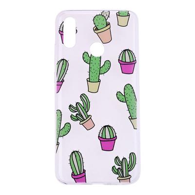 Shop4 - Samsung Galaxy M20 Hoesje - Zachte Back Case Cactussen Transparant