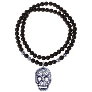 Mendes kralen ketting Agaat Silver Skull